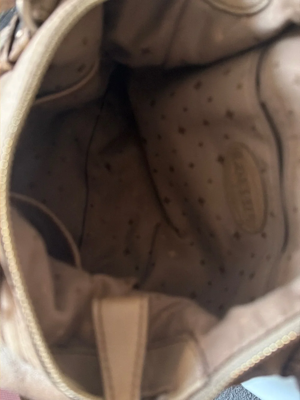 Fossil Taupe Pebbled Leather Shoulder Bag